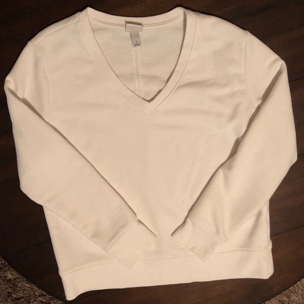 Women’s White V-Neck Sweatshirt